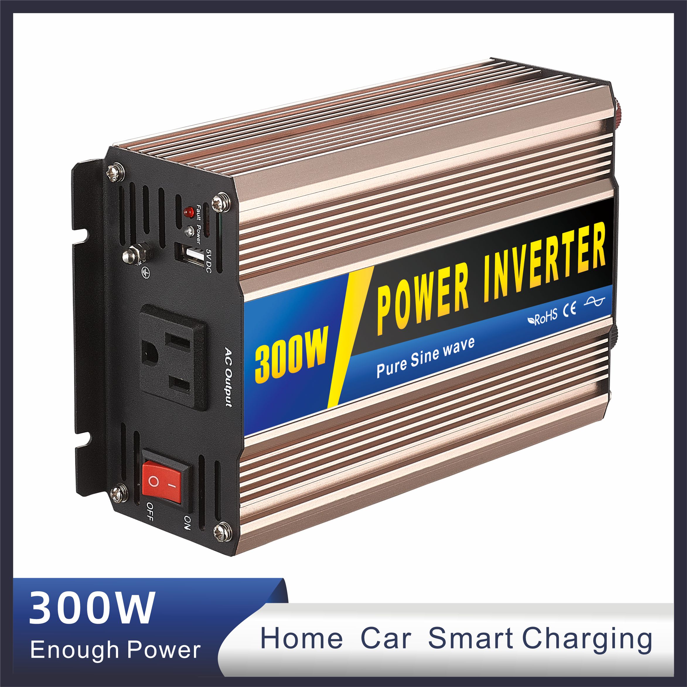 WSTP 300w AC Power Inverter Solar Pure Sine Wave